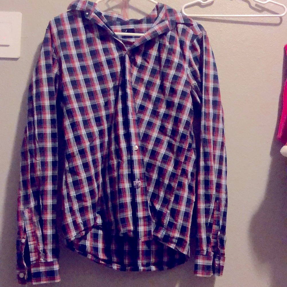Button plaid shirt